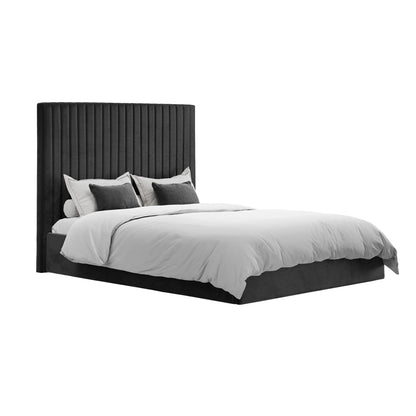 Berlin Black Tall Upholstered Ottoman Double Bed