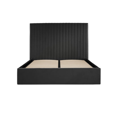 Berlin Black Tall Upholstered Ottoman Double Bed