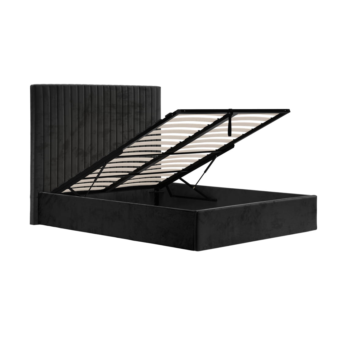 Berlin Black Tall Upholstered Ottoman Double Bed