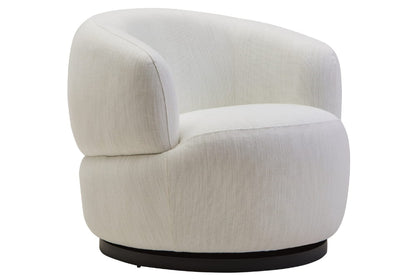 Bordo Cream Linen Effect Textured Curved Swivel Chair