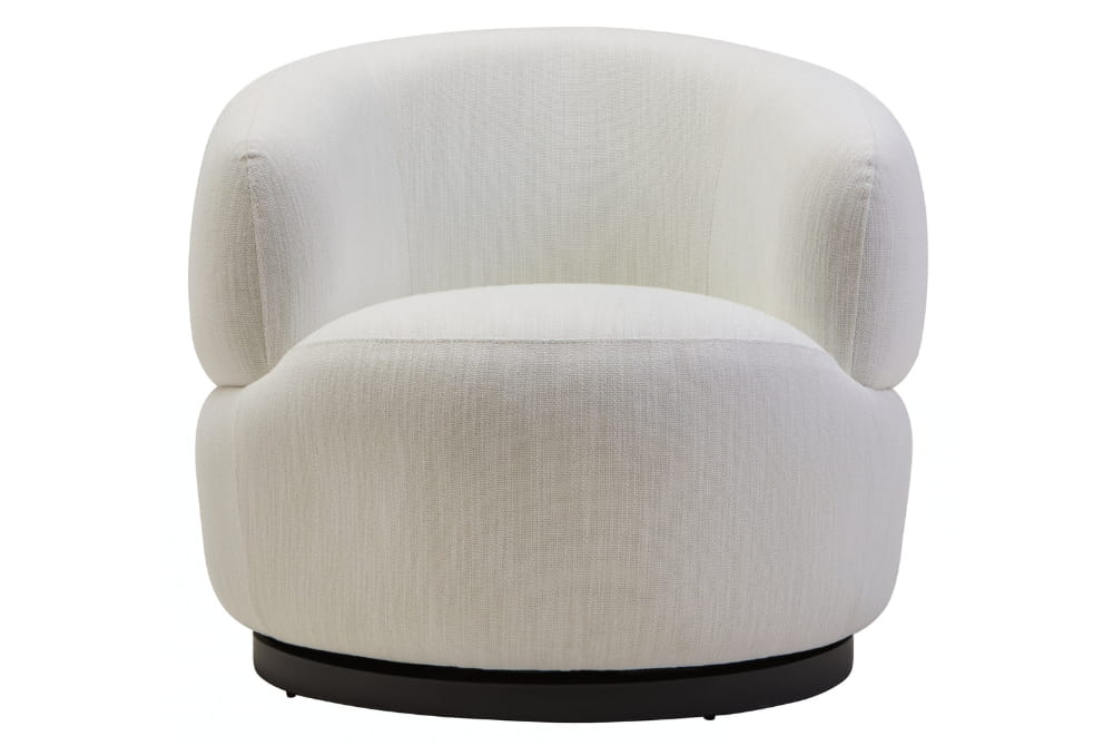Bordo Cream Linen Effect Textured Curved Swivel Chair
