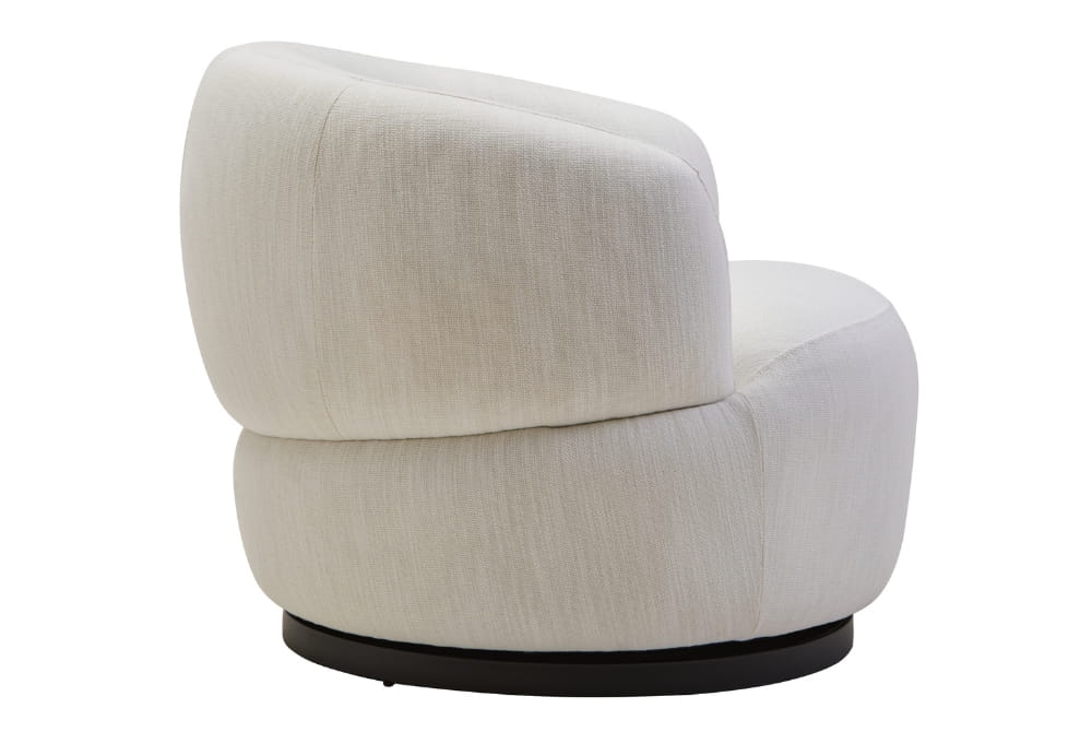 Bordo Cream Linen Effect Textured Curved Swivel Chair