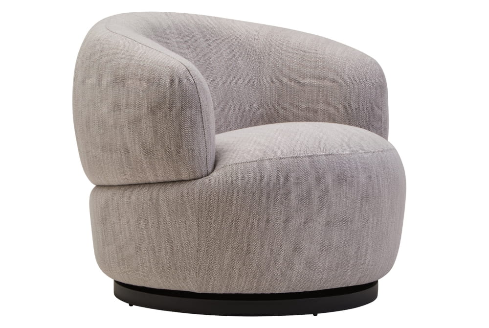 Bordo Textured Grey Curved Swivel Chair