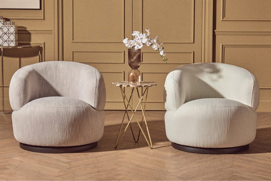 Bordo Textured Grey Curved Swivel Chair