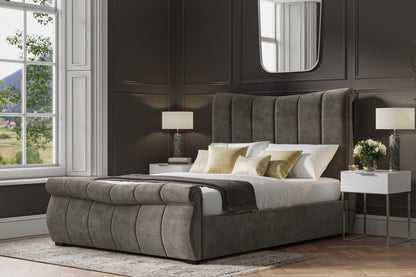 Bosworth Mid Grey Velvet Upholstered King Size Ottoman Bed