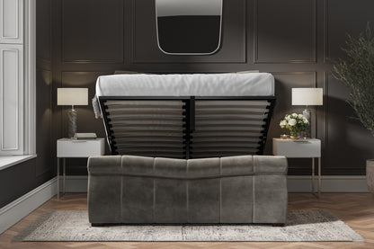 Bosworth Mid Grey Velvet Upholstered King Size Ottoman Bed