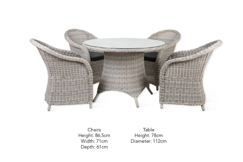 Brayford Round Dining Set - Rattan Light Grey (Small)