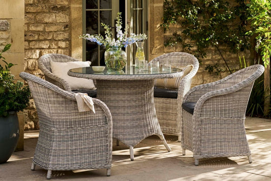 Brayford Round Dining Set - Rattan Light Grey (Small)