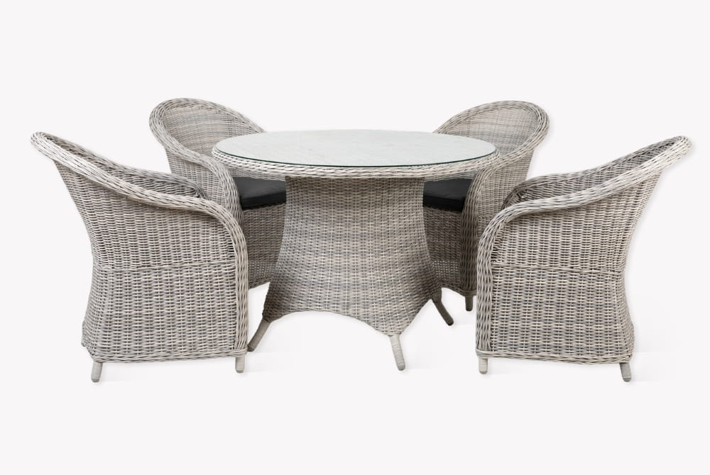 Brayford Round Dining Set - Rattan Light Grey (Small)