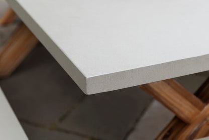 Burford Table & Bench Set - Acacia Wood & Polystone, Natural (Small)