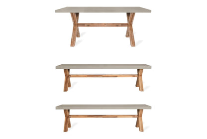 Burford Table & Bench Set - Acacia Wood & Polystone, Natural (Small)
