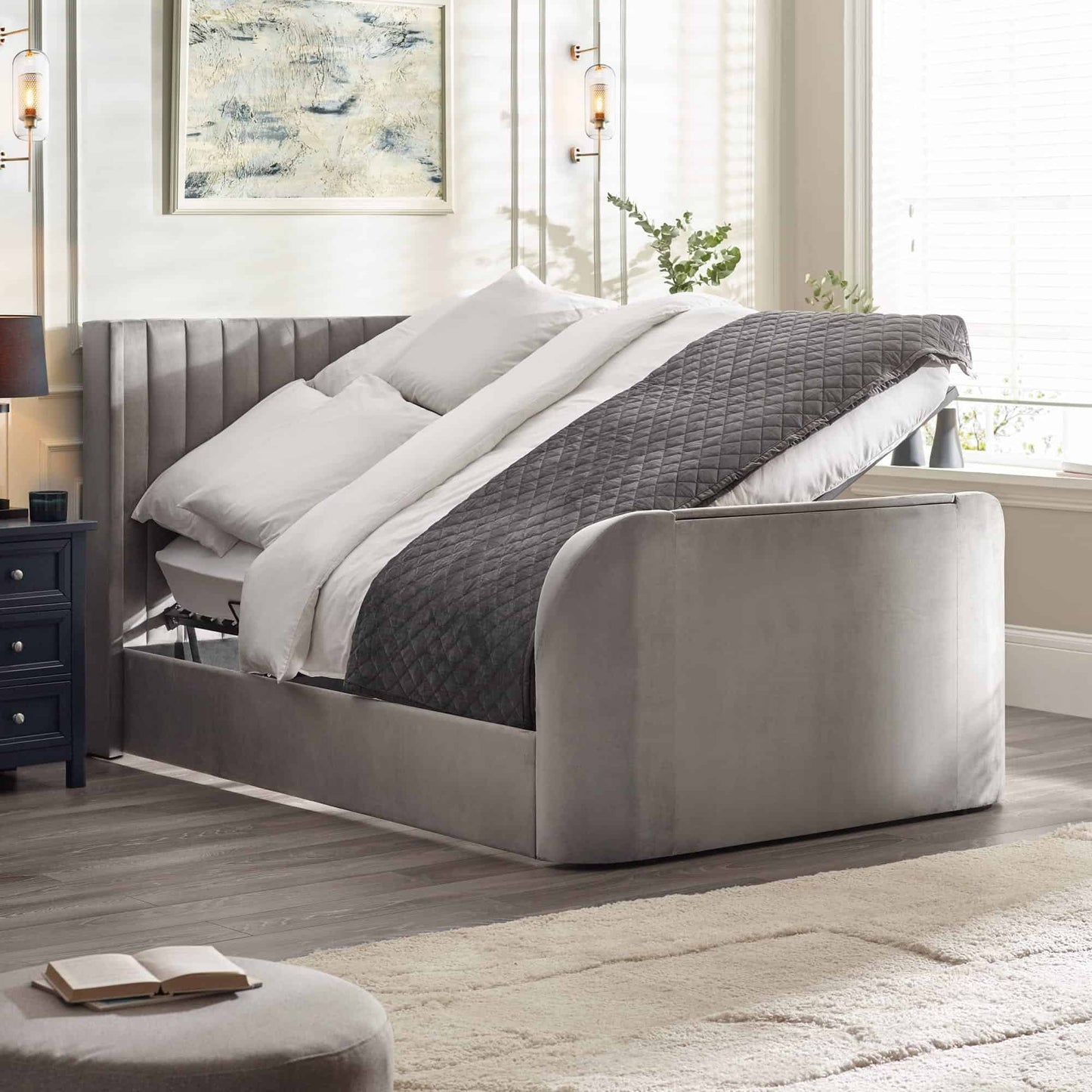 Clara Light Grey Ottoman TV Bed