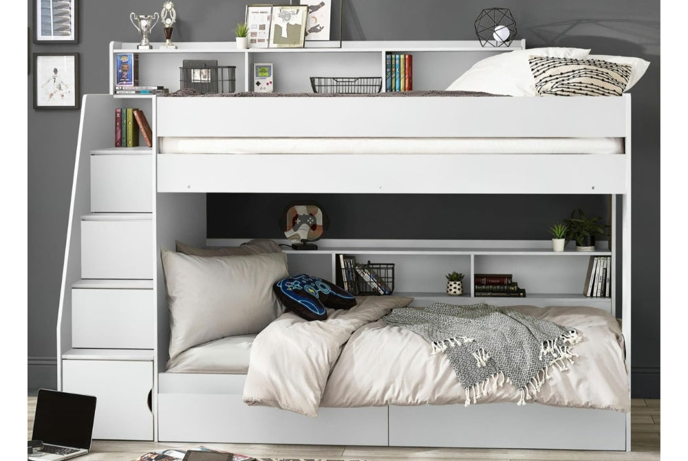 Camelot Staircase Bunk Bed All White