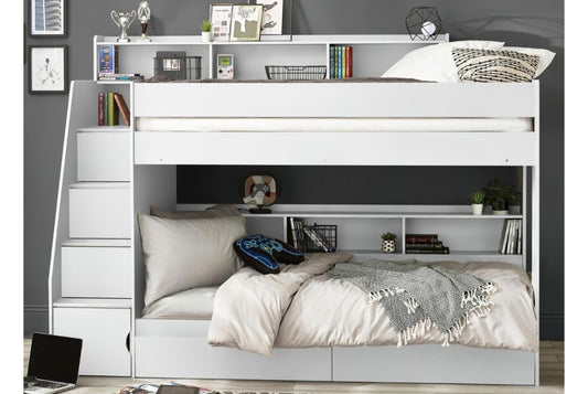 Camelot Staircase Bunk Bed All White