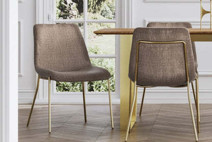 Carlo Taupe and Gold Dining Chair x 2