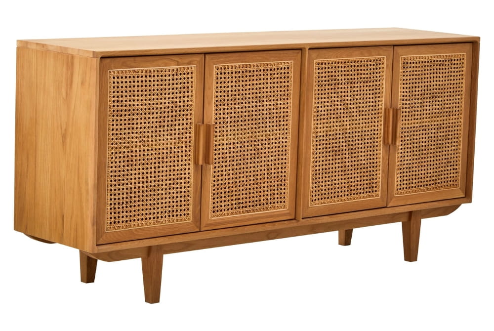 Cavendish Rattan and Oak Wood 4 Door Sideboard