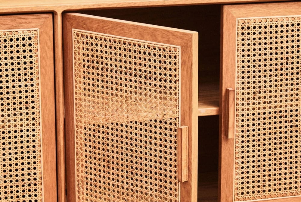 Cavendish Rattan and Oak Wood 4 Door Sideboard