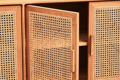 Cavendish Rattan and Oak Wood 4 Door Sideboard