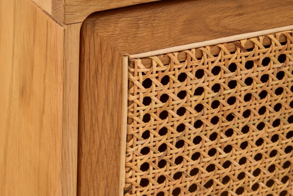 Cavendish Rattan and Oak Wood 4 Door Sideboard
