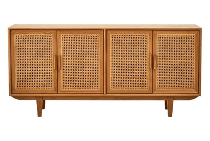 Cavendish Rattan and Oak Wood 4 Door Sideboard