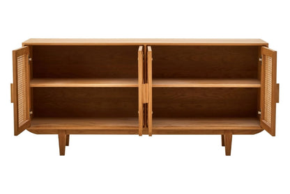 Cavendish Rattan and Oak Wood 4 Door Sideboard