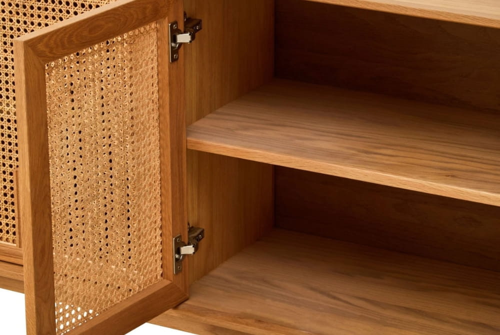 Cavendish Rattan and Oak Wood 4 Door Sideboard