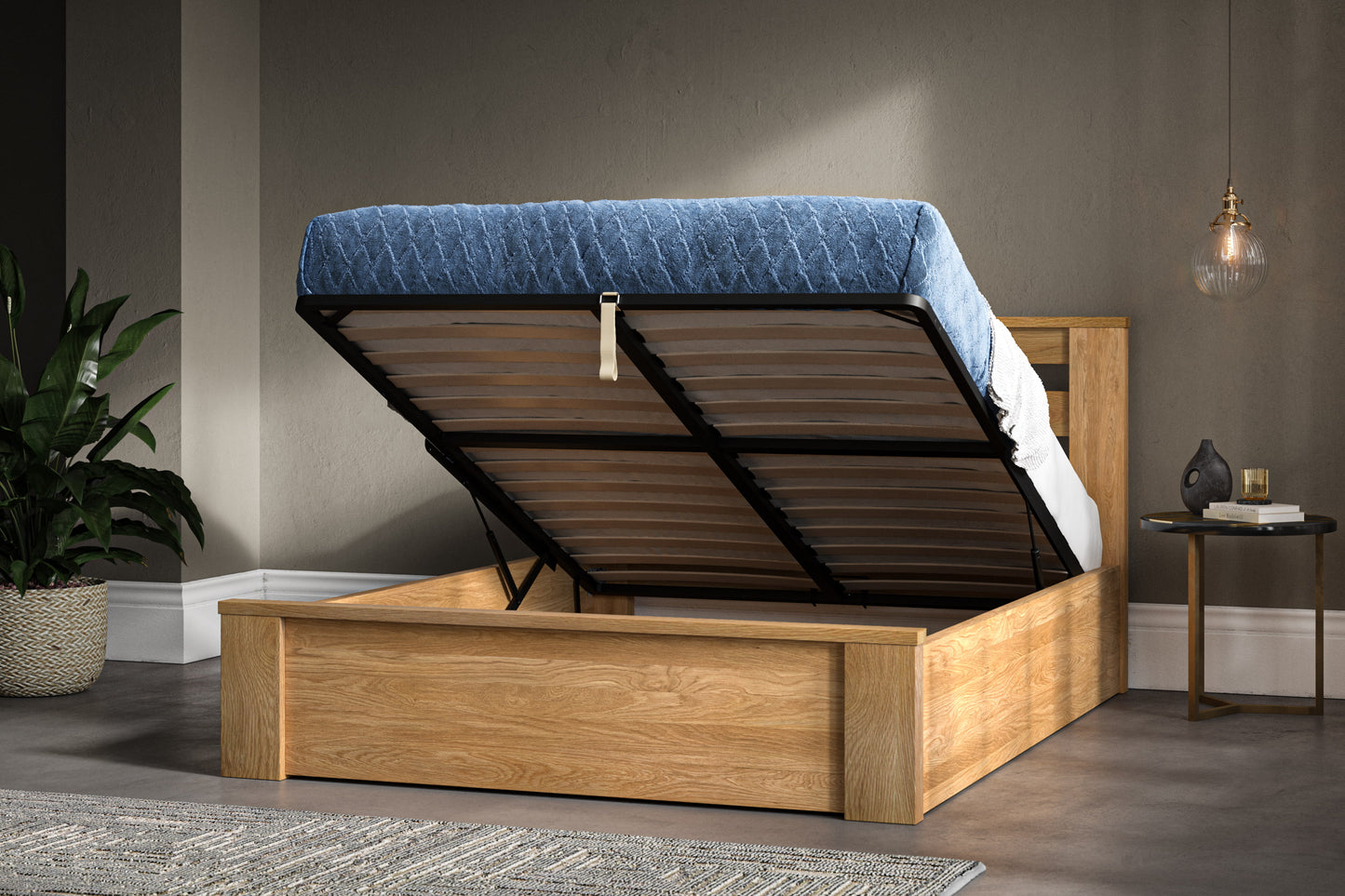 Charnwood Solid Oak Double Ottoman Bed