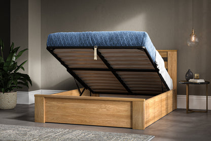 Charnwood Solid Oak Double Ottoman Bed