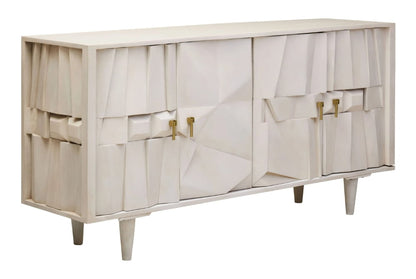 Clarendon Four Door Whitewash Mango Wood Abstract Sideboard