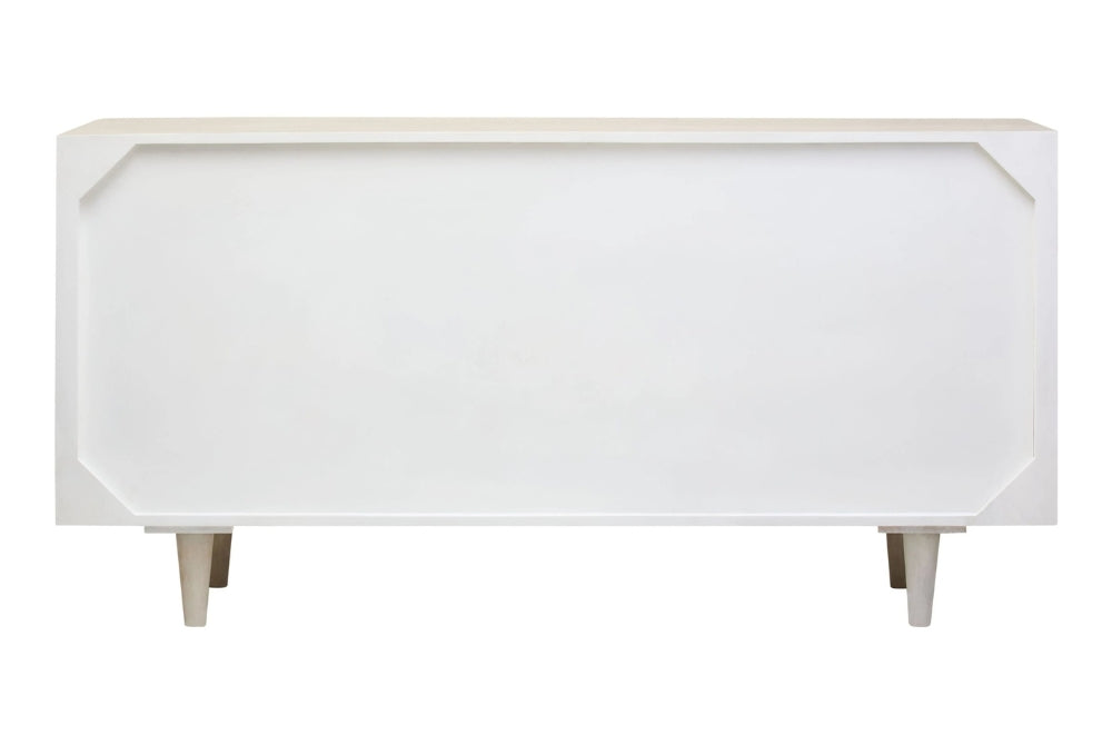 Clarendon Four Door Whitewash Mango Wood Abstract Sideboard
