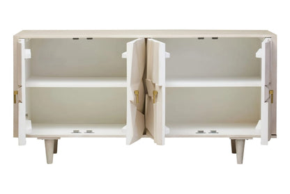 Clarendon Four Door Whitewash Mango Wood Abstract Sideboard