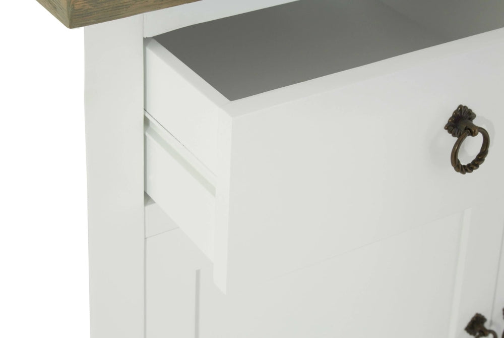 Como White Sideboard with Oak Wood Top