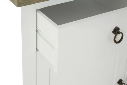 Como White Sideboard with Oak Wood Top