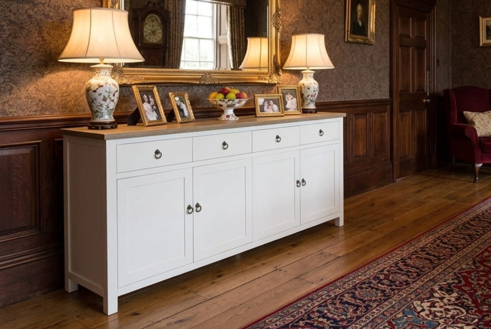 Como White Sideboard with Oak Wood Top