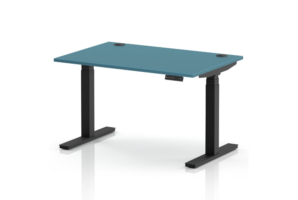 Air Height Adjustable Dark Teal Desk With Cable Ports