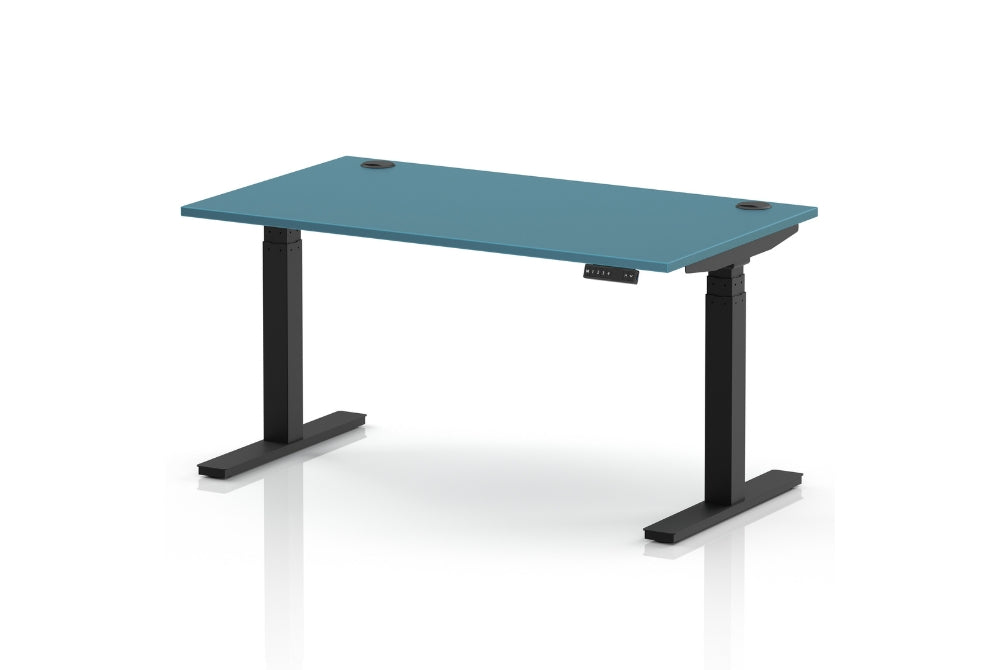 Air Height Adjustable Dark Teal Desk With Cable Ports