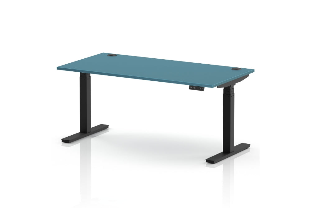 Air Height Adjustable Dark Teal Desk With Cable Ports