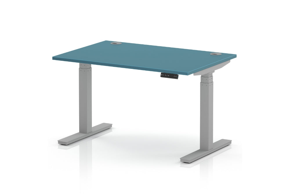 Air Height Adjustable Dark Teal Desk With Cable Ports