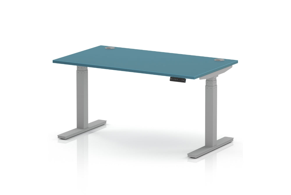 Air Height Adjustable Dark Teal Desk With Cable Ports
