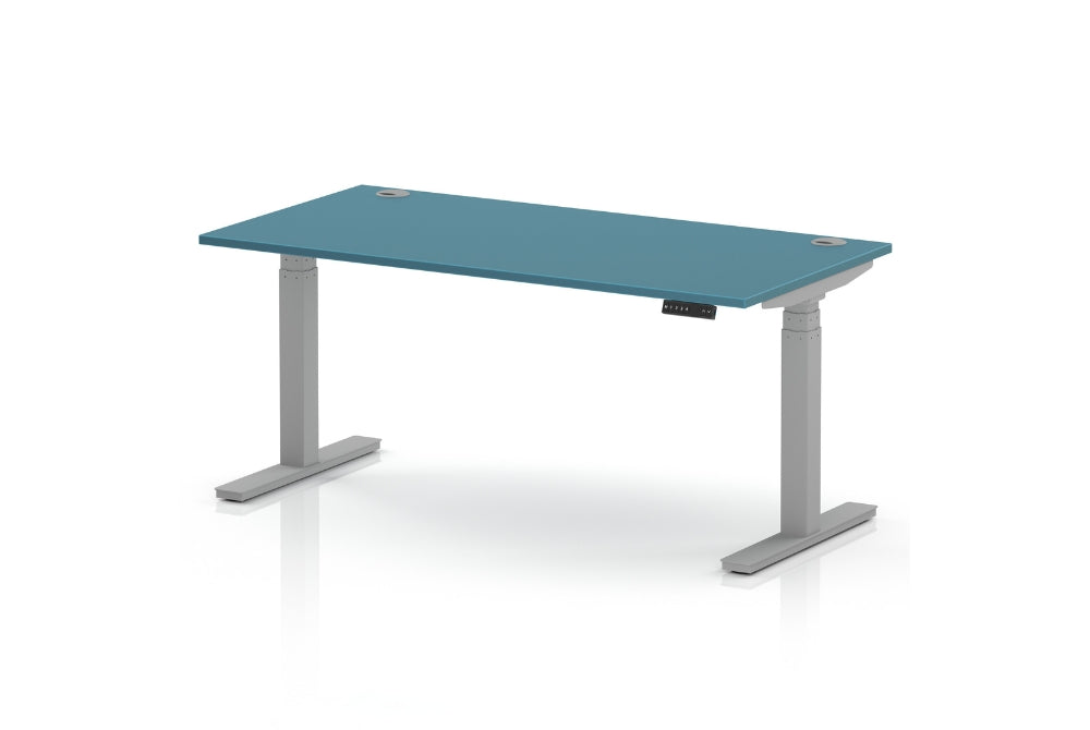 Air Height Adjustable Dark Teal Desk With Cable Ports