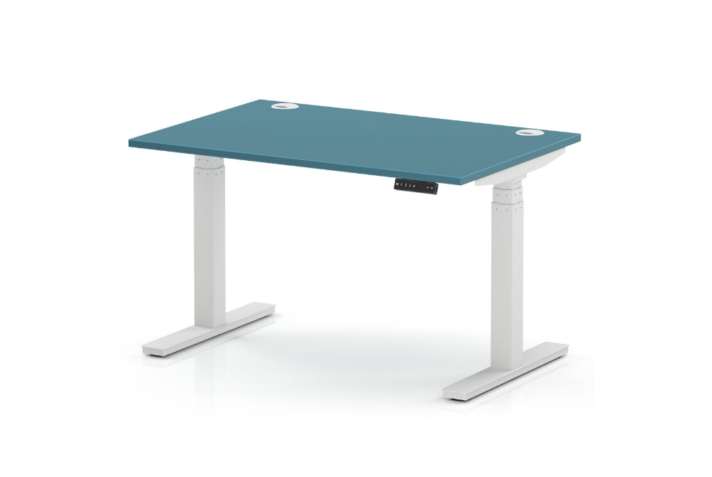 Air Height Adjustable Dark Teal Desk With Cable Ports