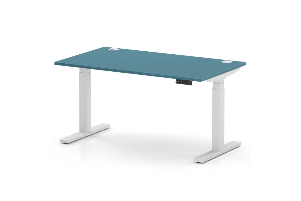 Air Height Adjustable Dark Teal Desk With Cable Ports