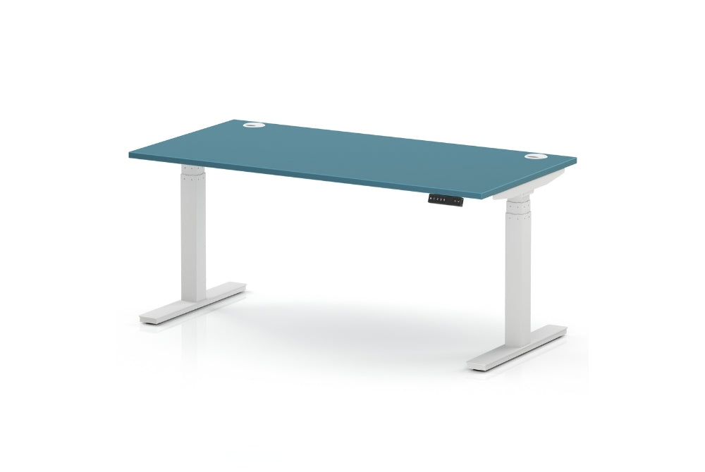 Air Height Adjustable Dark Teal Desk With Cable Ports