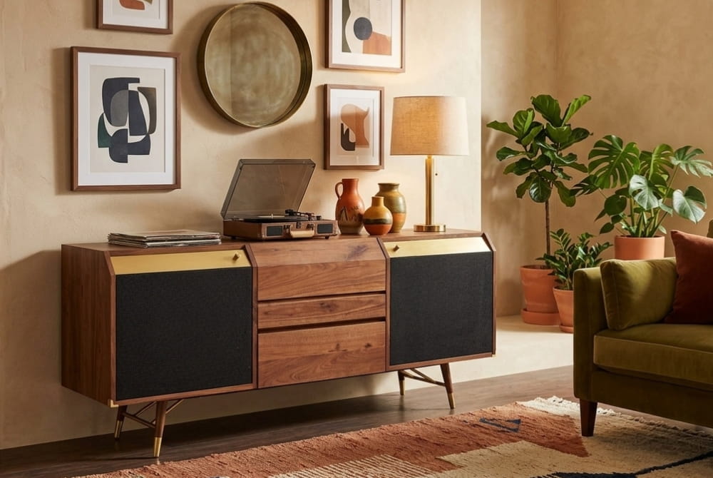 Florence Walnut Wood 2 Door and Drawers Sideboard