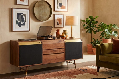 Florence Walnut Wood 2 Door and Drawers Sideboard