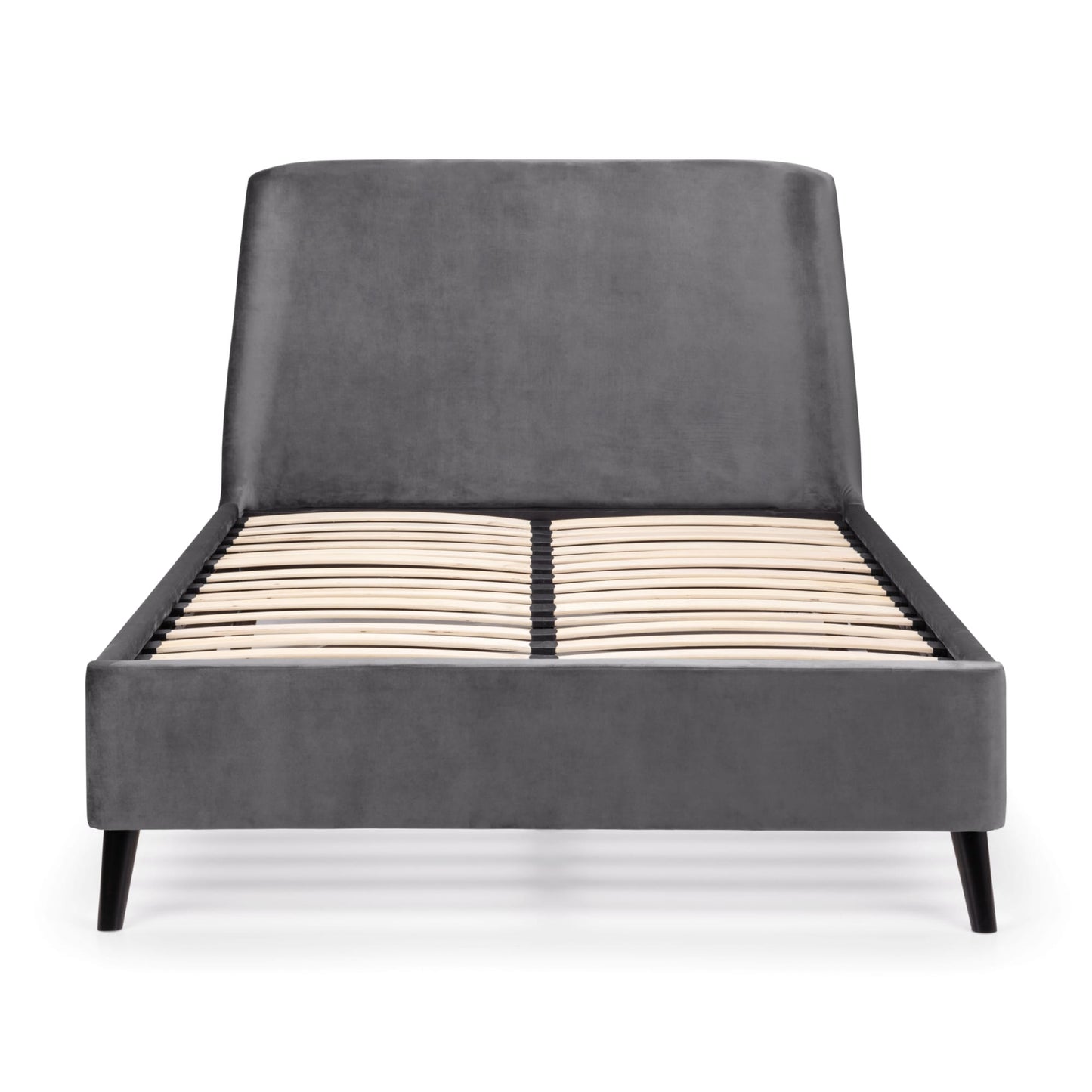 Frida Curved Grey Velvet Upholstered King Size Bed