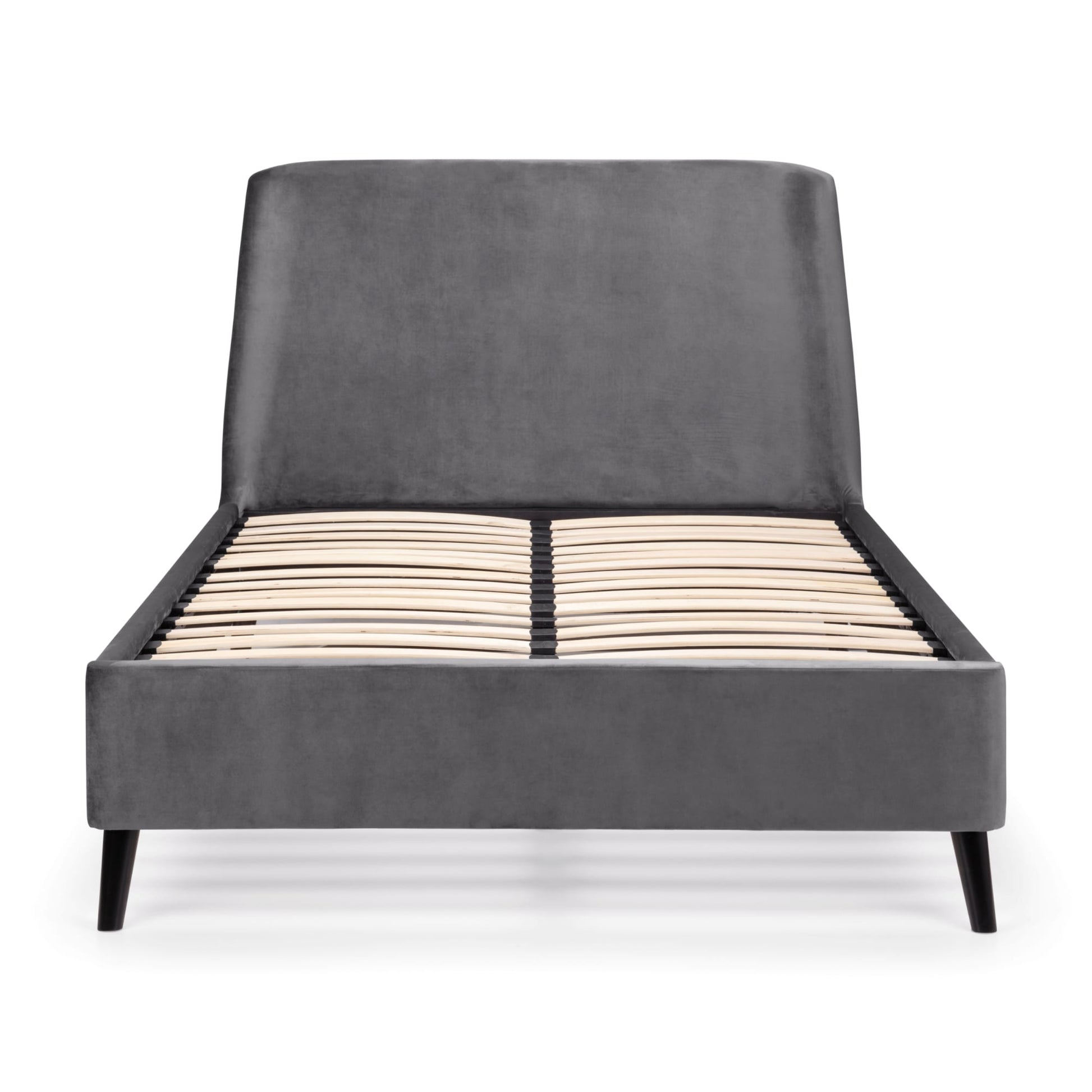 Frida Curved Grey Velvet Upholstered King Size Bed