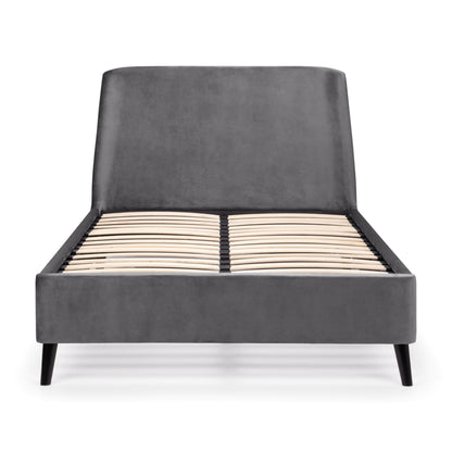 Frida Curved Grey Velvet Upholstered King Size Bed