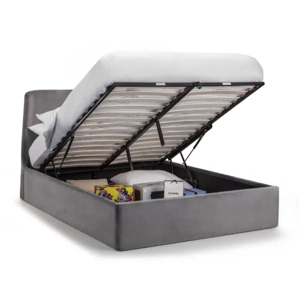 Frida Grey Upholstered Storage Ottoman Double Bed