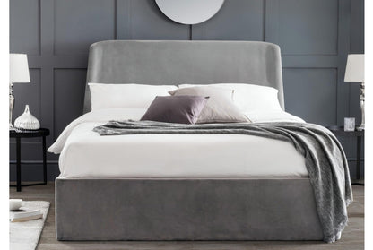 Frida Grey Upholstered Storage Ottoman Double Bed